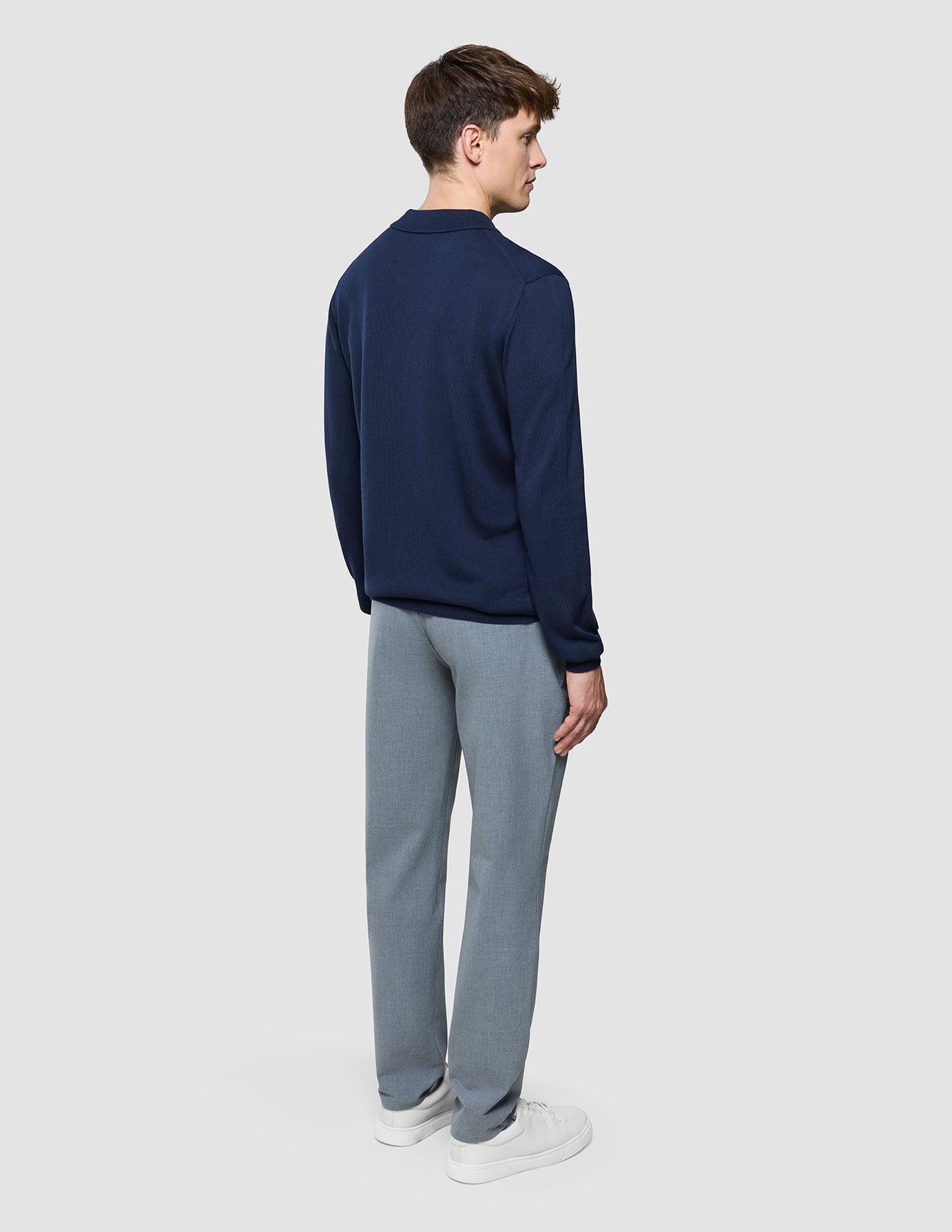 Seamless Core Knit Long Sleeve Polo Dark Navy